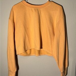 Zara Orange Cropped Sweatshirt